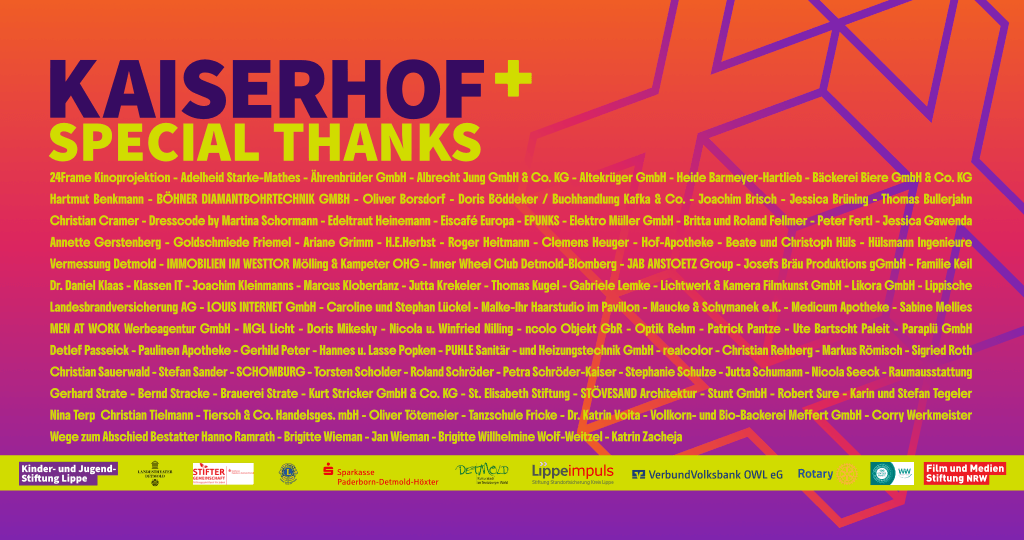 Special Thanks: Sponsoren und Foerderer Kino und Kultur Detmold e.V.